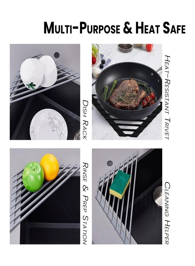 Mistifi Full Silicone-Coated Triangle Roll-Up Dish Drying Rack with Steel Core for Sink Corners - Multipurpose Over-The-Sink Kitchen Drainer & Space-Saving Organizer (Gray) - Image 5